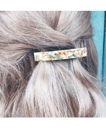 French Design Hair Barrette Set - 2PCS Tortoise Shell Celluloid Rectangle Clips for Women - Buy Online on GoSupps.com