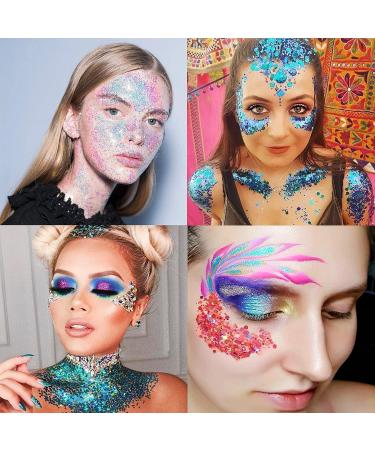 Body Face Glitter Gel 10 Colors 10.6oz - Holographic Chunky Laser Liquid Glitter for Makeup, Eyeshadow, Hair, Nails - Includes Spoon - SUPGIFT - Buy Online on GoSupps.com