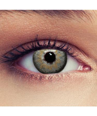 Design lenses gray colored contact lenses with strength for a natural effect 1 pair (2st) monthly lenses suitable for dark eyes + free container -1.50 "dimension gray" -1.50 gray
