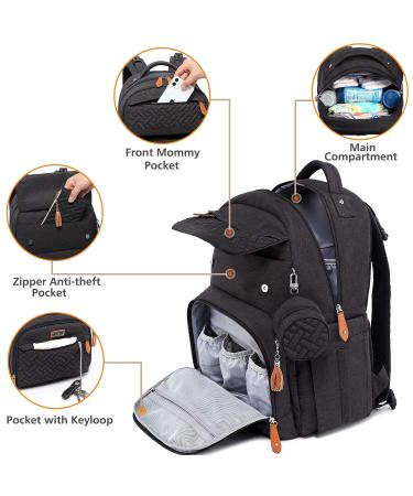 Diaper Bag Backpack  BabbleRoo Unisex Baby Bags with Changing Pad  Pacifier Case & Stroller Straps  Multifunction Waterproof Travel Back Pack for Boys Girls  Black - Buy Online on GoSupps.com