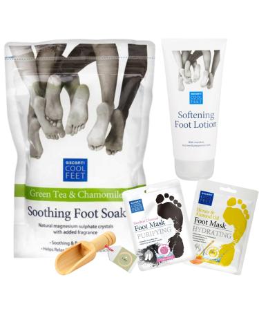 Foot Care Kit Bundle with Escenti Foot Soak for Home Spa Softening Foot Lotion & 2x Foot Mask Set with exclusive F&F Footcare Natural Wooden Scoop - To Relax and Refresh Tired Feet at Home - Buy Online on GoSupps.com