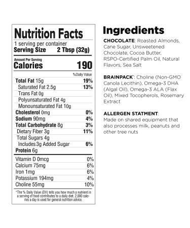 Brainiac Omega-3 Chocolate Almond Butter Pouches - 20 Count, 1.15 oz. Each - Protein & Choline Rich Healthy Snacks for Kids and Adults - Buy Online on GoSupps.com