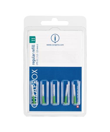 Curaprox interdental brushcs 11 regular refill 5 pieces green 1.1 mm diameter 2.5 mm effectiveness refill pack without holder green 5 pieces (1 Pack)
