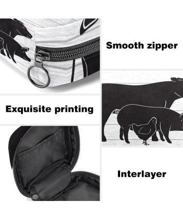 Farmhouse Animals Rustic Sanitary Napkin Storage Bag | Portable Girls Period Pads & Tampons Holder | Large Capacity Multicoloured Makeup Bag - Buy Online on GoSupps.com