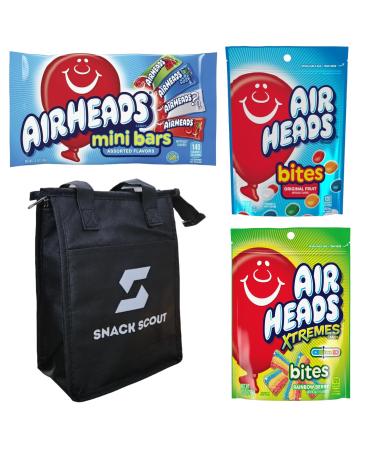 Airheads American Variety Mini Bars Original Bites Xtremes Bites Candy Bundle With Snack Scout Lunch Bag