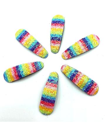 Girls Hair Clips Fork Clip Bendies Hair Accessories Kids Hair Clips (Glitter Rainbow Bendies)