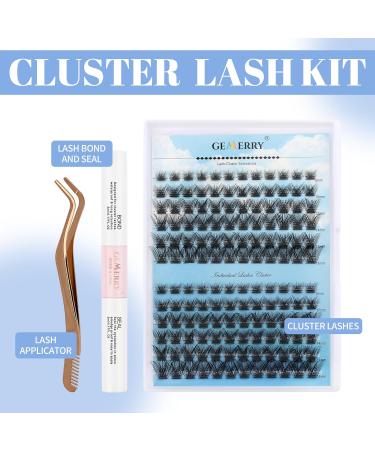 GEMERRY Cluster Lashes Kit 144Pcs D Curl Individual Lashes | DIY Eyelash Kit with Bond, Seal & Applicator - Wide Stem Soft Lashes for Home Use - Buy Online on GoSupps.com