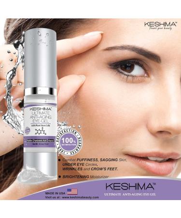 Keshima Eye Gel for Crow's Feet & Dark Circles | Anti-Aging Cream with Stem Cells Vitamin C & Hyaluronic Acid - Oil Free - Buy Online on GoSupps.com