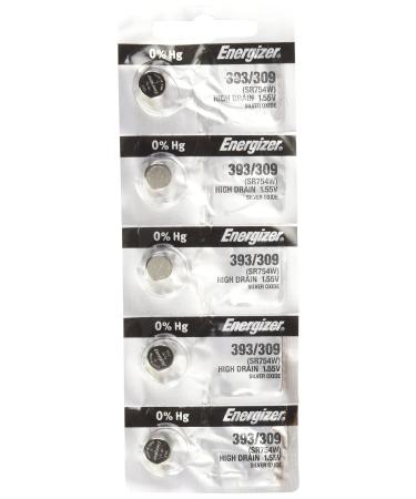 Energizer SR754W 393 Silver Oxide Watch Battery 5 Pack