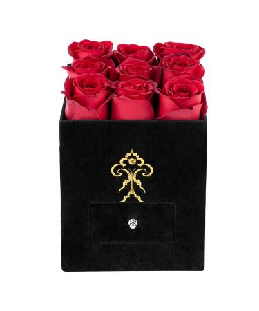 Premium Roses| Flowers for Delivery Prime | Roses in a Box | Real Roses That Last a Year | Fresh Flowers | Unique Gifts for Women, Mothers day, Valentines day| Preserved Roses| (Black Box, Small) Black Box Small (Pack of 1)