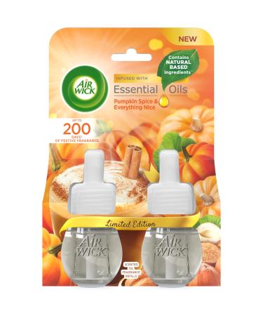 Air Wick Pumpkin Spice & Everything Nice | Electrical Plug-in Twin Refill |2 x 19ml |Pack of 1 | Infused with Natural Essential Oils Pumpkin Spice 19.00 ml (Pack of 1)