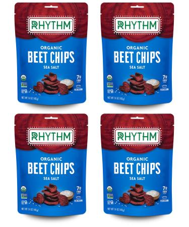 Rhythm Superfoods Cripsy Beet Chips, Salted, Organic and Non-GMO, 1.4 Oz (Pack of 4), Vegan/Gluten-Free Superfood Snacks