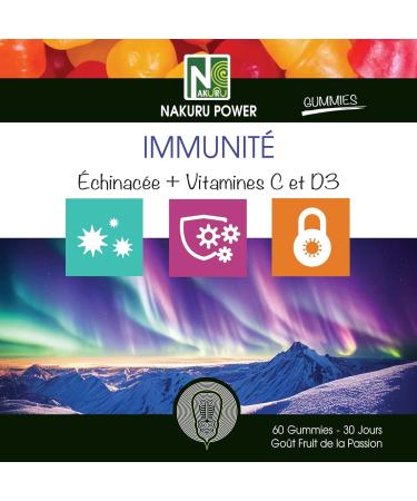 NAKURU | Immunit Gummies | Gamme Power | Saveur: Fruit de la Passion |Fabriqu en France | " chinac e + Vitamines C et D3 !" (60 Gummies / 30 Jours) 60 unit (Lot de 1) - Buy Online on GoSupps.com