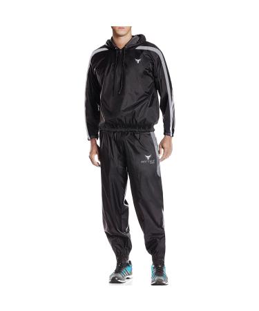 Mytra Fusion Weight Loss Sliming Fitness Sauna Sweat Suit Black Grey XL Black Gray