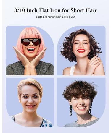 Small Flat Iron for Short Hair | 3/10 Mini Hair Straightener with Adjustable Temp | Ideal for Edges Pixie Cuts & Bangs | Tiny Flat Iron with Auto Shut Off - Buy Online on GoSupps.com