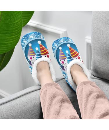 Mnsruu Christmas Snowman Star Snow Slippers - Comfortable Non-Slip Fleece Men's Shoes Size 43-46 (UK 8-9) - Ideal for Cozy Winter Nights - Buy Online on GoSupps.com
