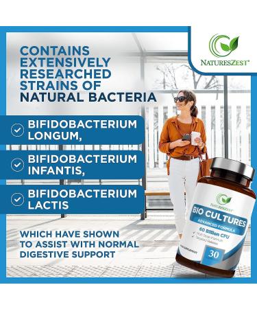 Natures Zest 60 Billion CFU Probiotics with Prebiotics | Advanced Formula for Men and Women | 30 Capsules - Buy Online on GoSupps.com
