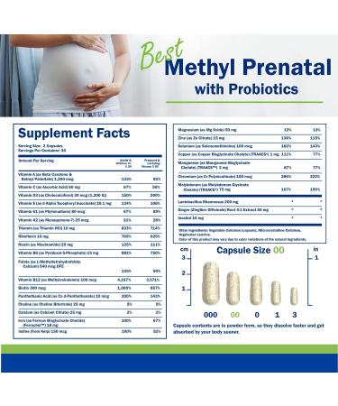 Power By Naturals Methyl Prenatal Vitamin with Probiotics - Essential Nutrients for Healthy Mom and Baby - 60 Caps - Buy Online on GoSupps.com