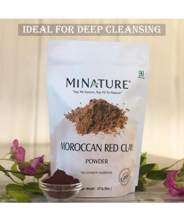 Moroccan Red Clay Powder by mi nature | Suitable for Face Mask Scrub Soaps Bath Bombs Body Wraps | Very Fine Powder | No Additives | Detoxifies Removes impurities | Hair Shampoo - Buy Online on GoSupps.com