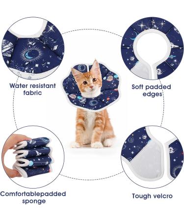 Cobee Soft Cat Cone Collar Protective Cute Small Cat Recovery Collar Adjustable Fasteners Collars for Kittens Cats E-Collars After Surgery Protective Wound Healing Fit 6.3"-9" Neck Circumference Planet - Buy Online on GoSupps.com