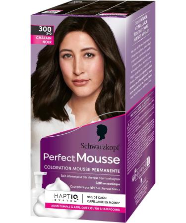 Schwarzkopf - Perfect Mousse - Hair Color - Permanent Mousse without Ammonia - Care Mask 96% ingredients of natural origin - Black Brown 300 1 ml (Pack of 1) - Buy Online on GoSupps.com