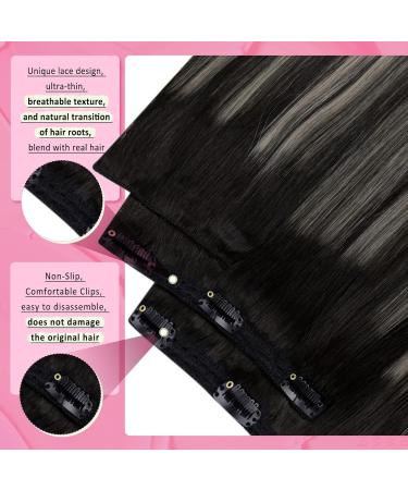 Yongsee Real Hair Clip-In Ombre Extensions 45cm - Black Silver Balayage Remy Hair 120g 7PCs - Buy Online on GoSupps.com
