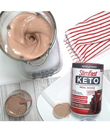 SlimFast Keto Meal Replacement Powder - Fudge Brownie Batter, Low Carb with Whey & Collagen Protein, 10 Servings (Pack of 1) - Buy Online on GoSupps.com