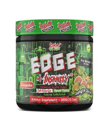 New Perfect Powders with Zengaba Energy Feel Good Focus #1 Strongest PWO Psycho Pharma Edge of Insanity - Most Intense Workout Powder, Focus & 8G Citrulline Pumps - 360 Gram (Jungle Juice)