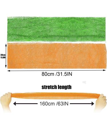 2 Pieces African Net Sponge Long Net Bath Sponge African Exfoliating Shower Body Scrubber Back Scrubber Skin Smoother Stretches to Approximately 63" (Green&Orange) - Buy Online on GoSupps.com