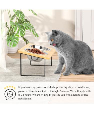 Elevated Cat Bowls with Stand: Tiltable Raised Feeding Station for Cats with 2 Stainless Steel Bowls Black - Buy Online on GoSupps.com
