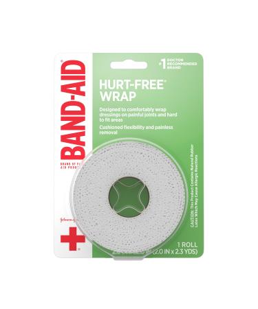 Band-Aid Brand of First Aid Products Hurt-Free Self-Adherent Elastic Wound Wrap for Securing Dressings On Post-Surgical Wounds Joints or Other Hard-to-Fit Areas 2 in by 2.3 yd