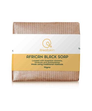 itreatskin African Black Soap - Purifying  Hydrating  Antibacterial Skin Care Organic Soap for Face Care and Acne Treatment with Shea Butter