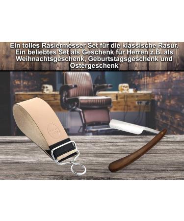 Top Gift Idea for Men: Premium Shaving Set with Wooden Handle Razor & Leather Strop - Buy Online on GoSupps.com