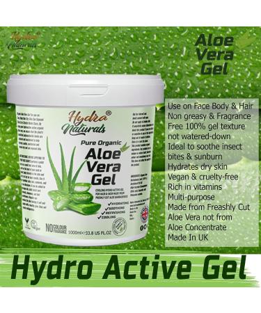 Hydra Naturals Aloe Vera Gel - 1000ml | For Hair, Skin, Face, Dry Skin | Made From Freshly Cut Aloe Vera | Multipurpose All-Over Head to Toe Care - Buy Online on GoSupps.com