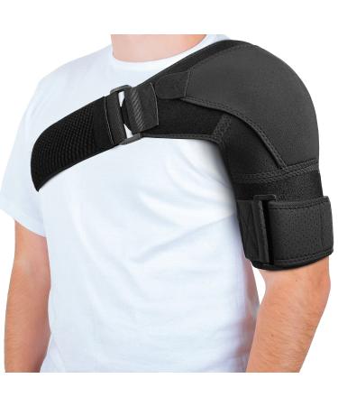 POAGL Shoulder Brace for Men and Women Both Left and Right Arm | Pain Relief Torn Rotator Cuff Compression Support Sleeve Dislocation Stability Immobilizer Stabilizer Bursitis Injury (Black, Large) Large Black