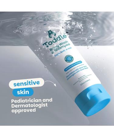 Toddle 2-in-1 Probiotic Baby Shampoo and Body Wash Plant-Based Kids and Toddler Body Wash for Sensitive Skin with Aloe and Lactic Acid Fragrance-Free Pediatrician Tested 8 oz - Buy Online on GoSupps.com