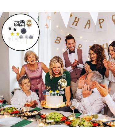 Personalised Happy 50th Birthday Cake Toppers Black for Men Women Him Her Happy Birthday Sign for Cake 12p Glitter Cupcake Topper Cake Topper Kit 50th Birthday Cake Decoration for 50th Birthday Party 50th Black - Buy Online on GoSupps.com