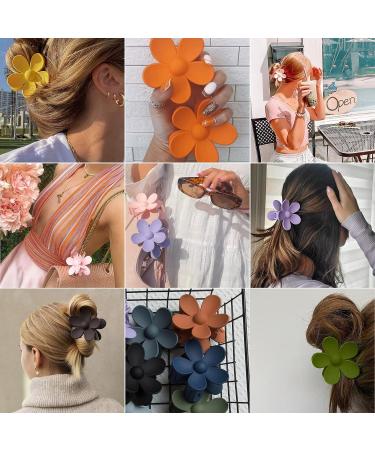 12 Pcs Large Flower Claw Clip Set | Matte Thick Cute Hair Claw Clip for Women Girls - Solid Colors | Hair Accessories by MLMOMVME - Buy Online on GoSupps.com