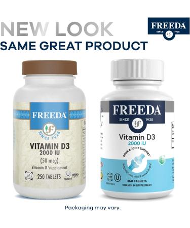 FREEDA Vitamin D3-5000 IU - Pure High Potency Kosher Supplement Tablets - Bone and Muscle Health Calcium Absorption Immune Support for Men and Women* - 250 Count - Buy Online on GoSupps.com