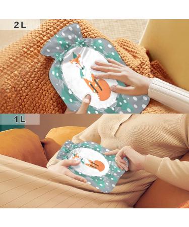 Christmas Happy Red Fox Hot Water Bottle - 2 Litre Fleece Cover for Hot & Cold Compresses | International Shipping - Buy Online on GoSupps.com