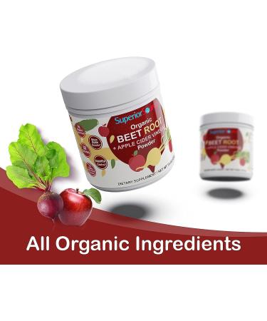 Organic Beet Root + Apple Cider Vinegar Powder - Nitric Oxide Booster - 30 Servings - Heart Health & Immunity Support - Non-GMO - Buy Online on GoSupps.com