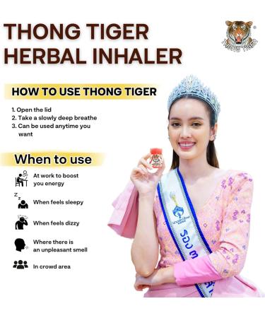 Thong Tiger Herbal Inhaler Thai Nasal Inhaler with Menthol Peppermint Oil & Herbal Blend for Sinus Relief Clear Breathing & Aromatherapy Pocket-Sized Natural Remed (1) - Buy Online on GoSupps.com