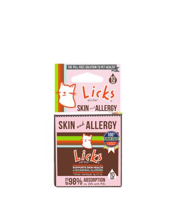 Licks Pill Free Cat Skin and Allergy - Omega 3 Cat Allergy Relief - Cat Vitamins & Supplements for Itchy Skin - Turmeric Supplement for Cat Skin - Gel Packets 10 Count (Pack of 1)