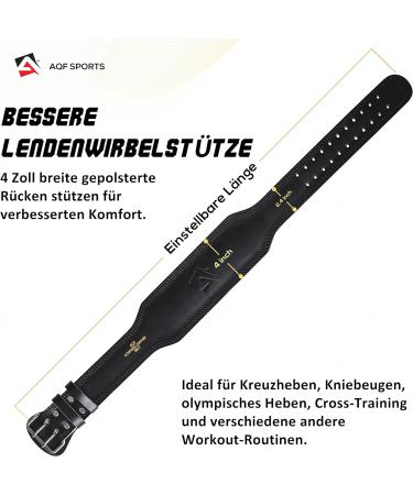 AQF Leather Weight Lifting Belt - Cow Skin Lumbar Support for Strength Training | Suede Lined Steel Buckle - Bodybuilding Belt for Men & Women - Buy Online on GoSupps.com