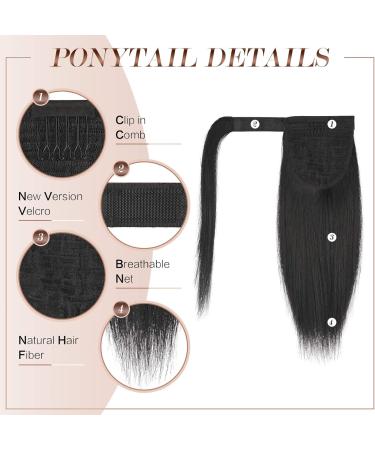 FESHFEN Straight Ponytail Extension 12 inch Dark Brown - Synthetic Hair Wrap Around Clip in Pony Tail for Women and Girls - Buy Online on GoSupps.com