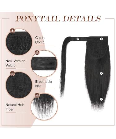 FESHFEN 12 Straight Ponytail Extension - Natural Black Wrap Around Clip in Hair Piece for Women/Girls - Synthetic Long Ponytail Hairpiece (Pack of 1) - Buy Online on GoSupps.com