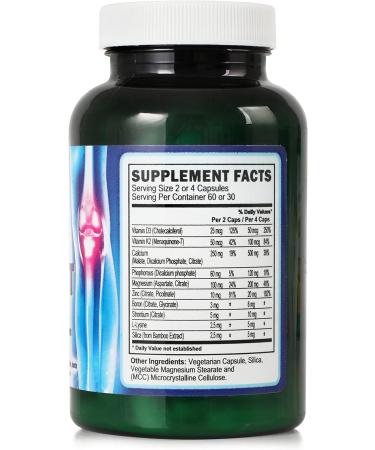 VitaVocal Bone and Joint Support with D3 K2 + Calcium Magnesium - 120 Vegetarian Capsules for Bone Density & Healthy Joints - Buy Online on GoSupps.com