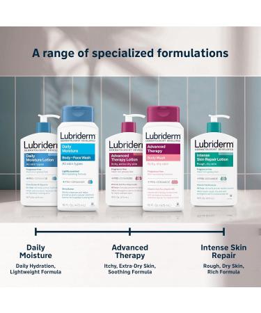 Lubriderm Daily Moisture Body + Face Wash Hydrating Body Wash + Moisturizing Facial Cleanser with Pro-Ceramide & Shea Butter to Gently Cleanse Light Fragrance & Hypoallergenic 16 fl. oz - Buy Online on GoSupps.com