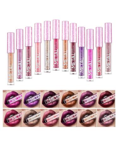 PhantomSky 12PCS Metallic Glitter Liquid Lipstick Set | Long Lasting Shimmer Lip Makeup for Women - Buy Online on GoSupps.com
