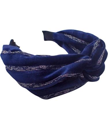Topkids Accessories Velvet and Lurex Twist Alice Bands Adult Women Hair Accessories for Women Hair Bands for Women Thick Headband Womens Headbands Head Bands Adult Women (Navy Blue) - Buy Online on GoSupps.com